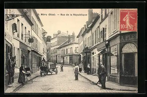 AK Méru, Rue de la République, Strassenpartie