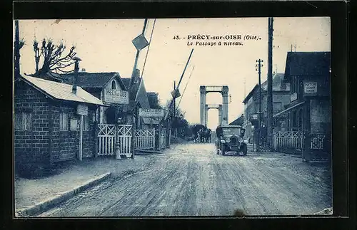 AK Précy-sur-Oise, Le Passage à niveau