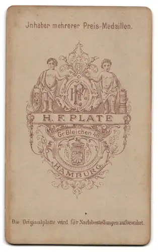 Fotografie H. F. Plate, Hamburg, Gr. Bleichen 46, Mann mit Bart blickt zur Seite