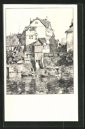 Künstler-AK Otto Ubbelohde: Cassel, Fuldaufer