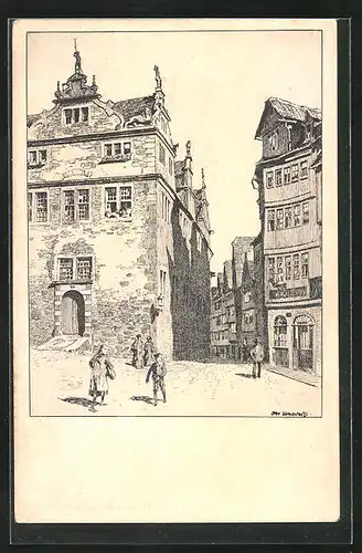 Künstler-AK Otto Ubbelohde: Cassel, Marställerplatz, Wildemannsgasse