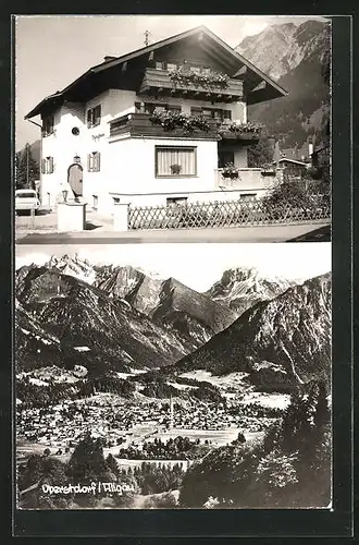 AK Oberstdorf /Allgäu, Ortspartie mit Hotel Haus Alpenheim