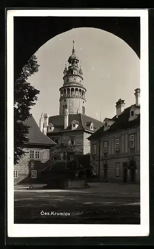 AK Krumau / Cesky Krumlov, Námestí, Kostel