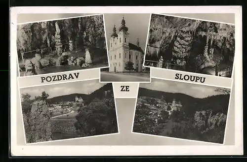 AK Sloup, Kostel, Tropfsteinhöhle