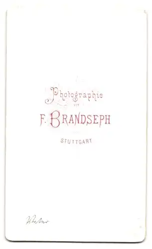 Fotografie F. Brandseph, Stuttgart, Portrait Herr im Anzug mit Backenbart udn Brille