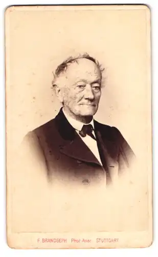 Fotografie F. Brandseph, Stuttgart, Portrait älterer Herr im dunklen Anzug mit Fliege