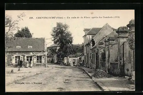 AK Chevincourt, Un coin de la Place apres les Combats