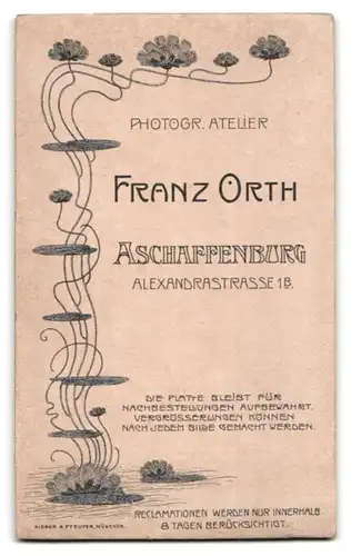 Fotografie Franz Orth, Aschaffenburg, Alexandrastrasse 1b, Junge Dame im karierten Puffärmelkleid