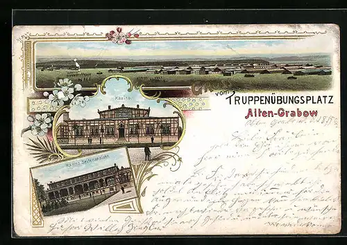 Lithographie Alten-Grabow, Truppenübungsplatz, Kasino