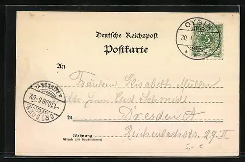 AK Oybin, Ältere Ortsansicht mit Mönchen