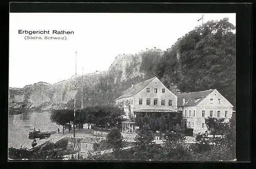 AK Rathen /Sächs. Schweiz, Gasthof Erbgericht an der Elbe