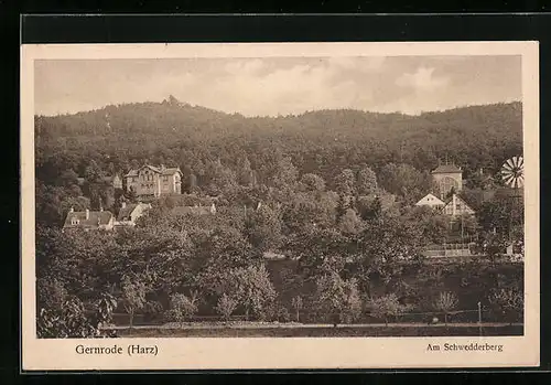 AK Gernrode /Harz, Blick auf den Schwedderberg