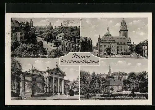 AK Plauen /Vogtland, Markt am Rathaus, Stadttheater, Schloss