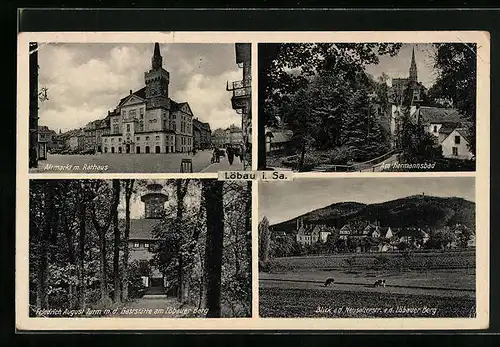 AK Löbau /Sa., Am Hermannsbad, Gasthaus am Löbauer Berg, Friedrich August Turm