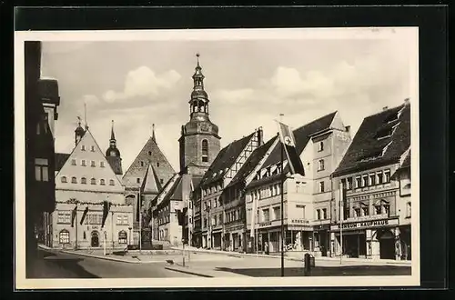 AK Eisleben, Markt mit Rathaus und Kirche St. Andreas