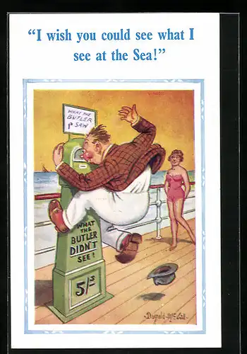 Künstler-AK Donald McGill: I wish you could see...