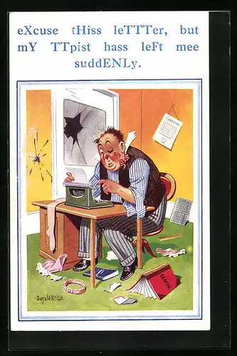 Künstler-AK Donald McGill: eXcuse tHiss leTTTer,...