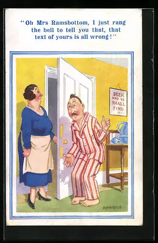 Künstler-AK Donald McGill: I just rang the bell to tell you...