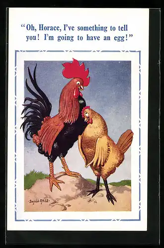 Künstler-AK Donald McGill: I`m going to have an egg!