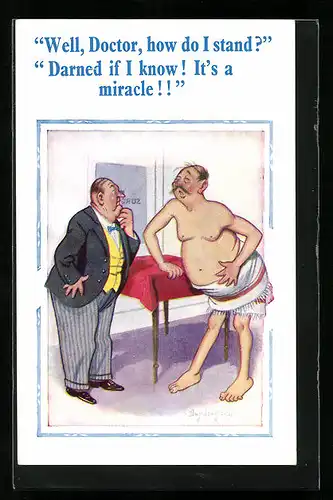 Künstler-AK Donald McGill: It`s a miracle!!