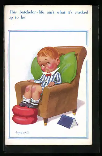 Künstler-AK Donald McGill: This batchelor-life ain`t what it`s cracked up to be