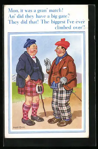 Künstler-AK Donald McGill: Mon, it was a gran` match!