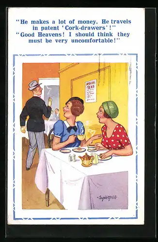 Künstler-AK Donald McGill: He makes a lot of money,....