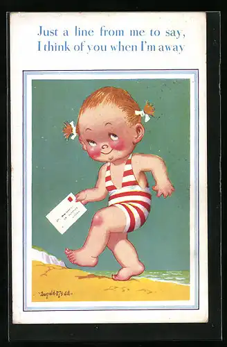 Künstler-AK Donald McGill: Just a line from me to say,...