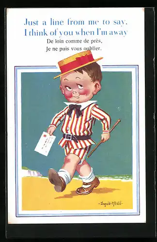 Künstler-AK Donald McGill: Just a line for me to say,...