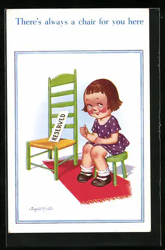 Künstler-AK Donald McGill: There`s always a chair for you here