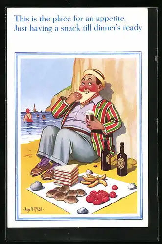 Künstler-AK Donald McGill: This is the place for an appetite...