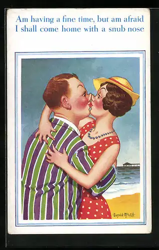 Künstler-AK Donald McGill: Am having a fine time, ...