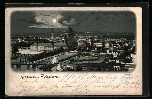 Mondschein-Lithographie Potsdam, Nächtliches Panorama