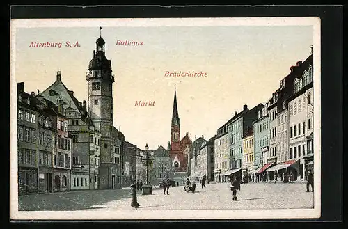 AK Altenburg, Rathaus mit Brüderkirche am Markt