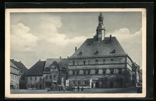 AK Penig, Marktplatz mit Rathaus