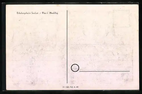 AK Plau /Meckl., Erholungsheim Seelust
