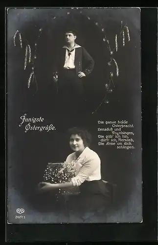 Foto-AK Wittwe eines Seemannes wünscht innigste Ostergrüsse, Geist