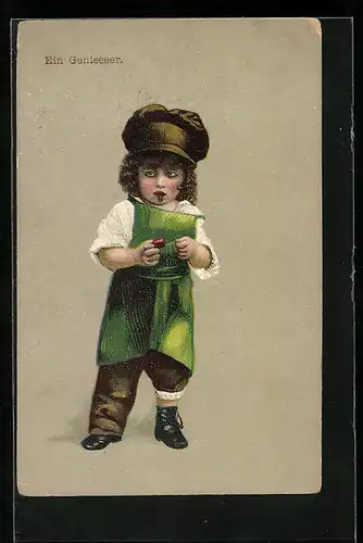 AK Kind mit Zigarette und Streichhölzern