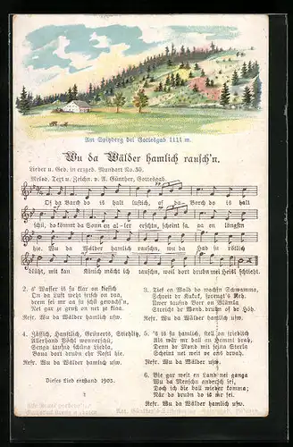 Lied-AK Anton Günther Nr. 30: Wu da Wälder hamlich rausch`n