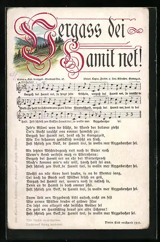 Lied-AK Anton Günther Nr. 47: Vergass dei Hamit net!