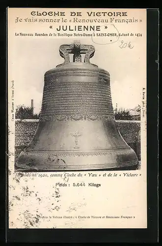 AK Saint-Omer, Cloche de Victoire, Julienne, Glocke