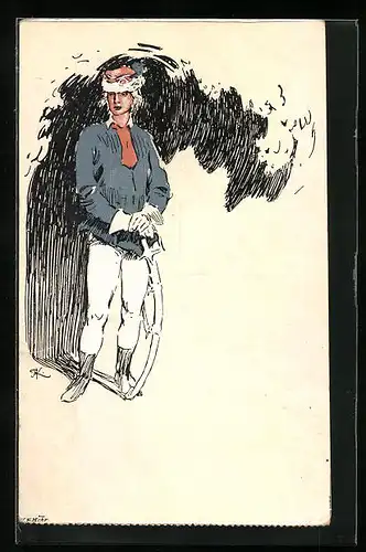 Künstler-AK Student im vollen Wichs