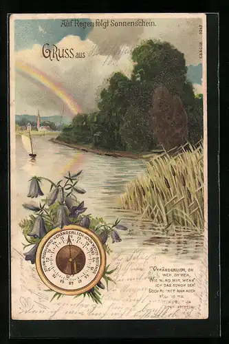 AK Flussidyll nach dem Regen mit Regenbogen