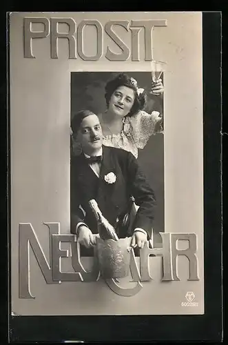 AK Paar grüsst zum neuen Jahr