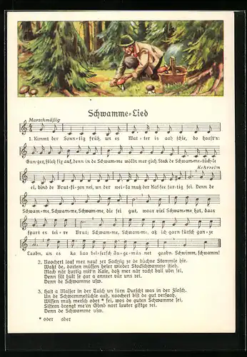 AK Schwamme-Lied, Mann beim Pilzesuchen