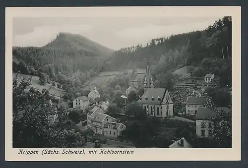 AK Krippen /Sächs. Schweiz, Kirche gegen Kohlbornstein