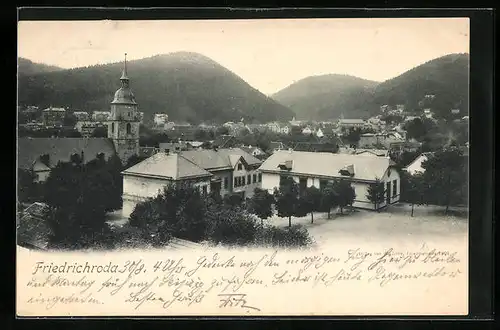 AK Friedrichroda, Teilansicht des Ortes und Kirche