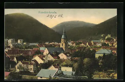 AK Friedrichroda, Ortsansicht mit Kirche