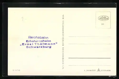 AK Schwarzburg /Thür., Reichsbahn Gasthof Ernst Thälmann