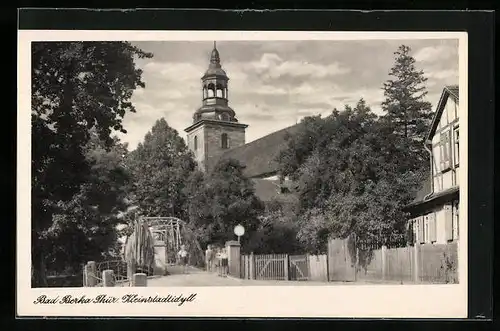 AK Bad Berka /Thür., Kleinstadtidyll mit Kirche